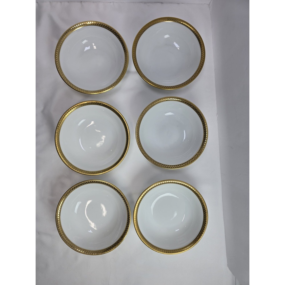 Vintage Royal Bayreuth Bavaria Gold Encrusted Berry Bowls Set of 6 Porcelain